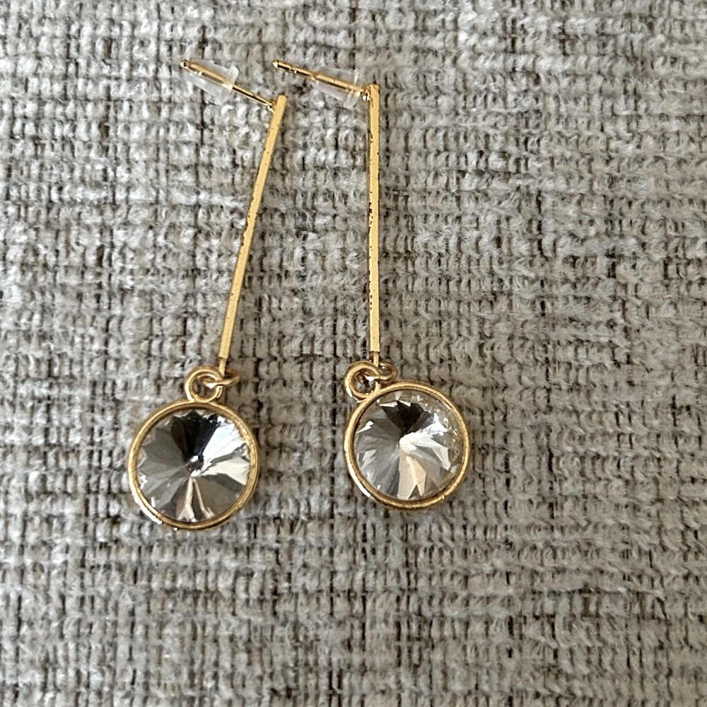 Rhinestone Stud Gold Earrings